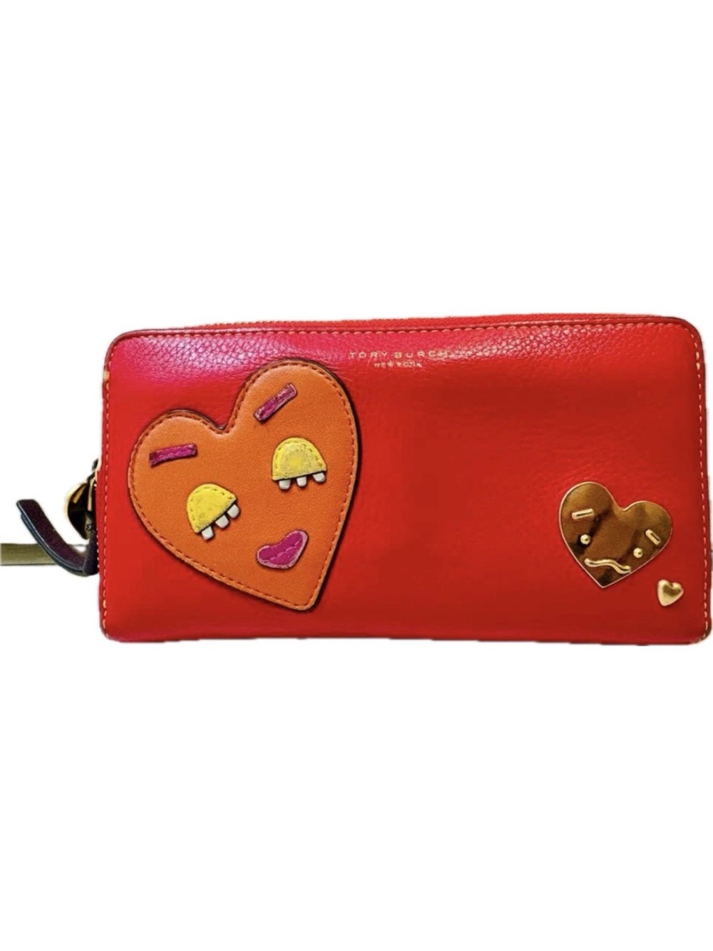Tory Burch Perry Patchwork Hearts zip continental wallet with heart zipper pull